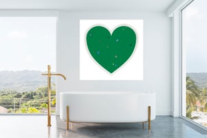 Image of Damien Hirst - Love In, Green Heart, Fine Art Giclee Print, Square Poster