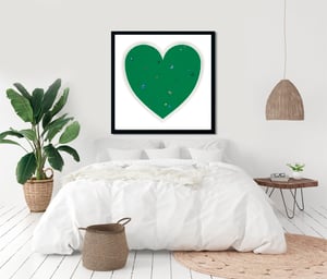 Image of Damien Hirst - Love In, Green Heart, Fine Art Giclee Print, Square Poster