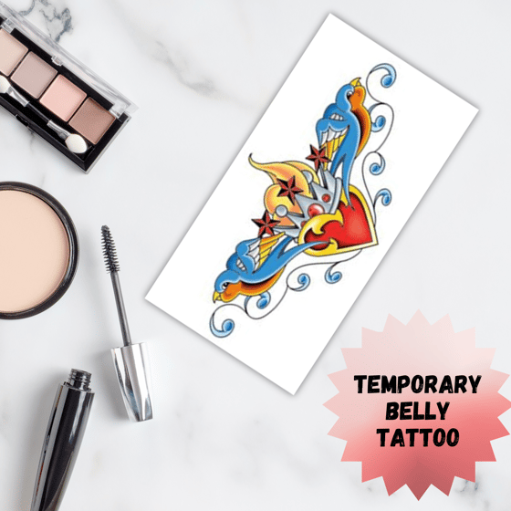 Image of Crown and Bird Retro Temporary Tattoo