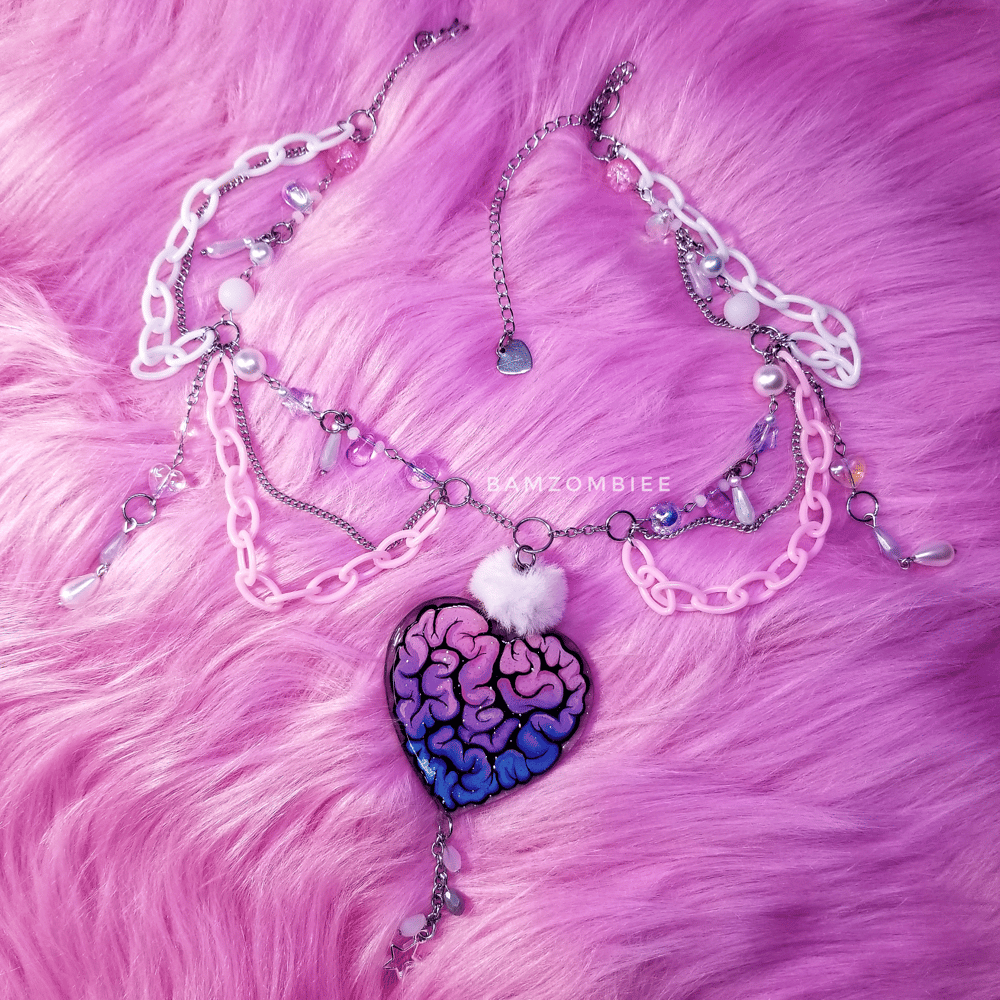 Image of "lovesick" shrinky charm necklace