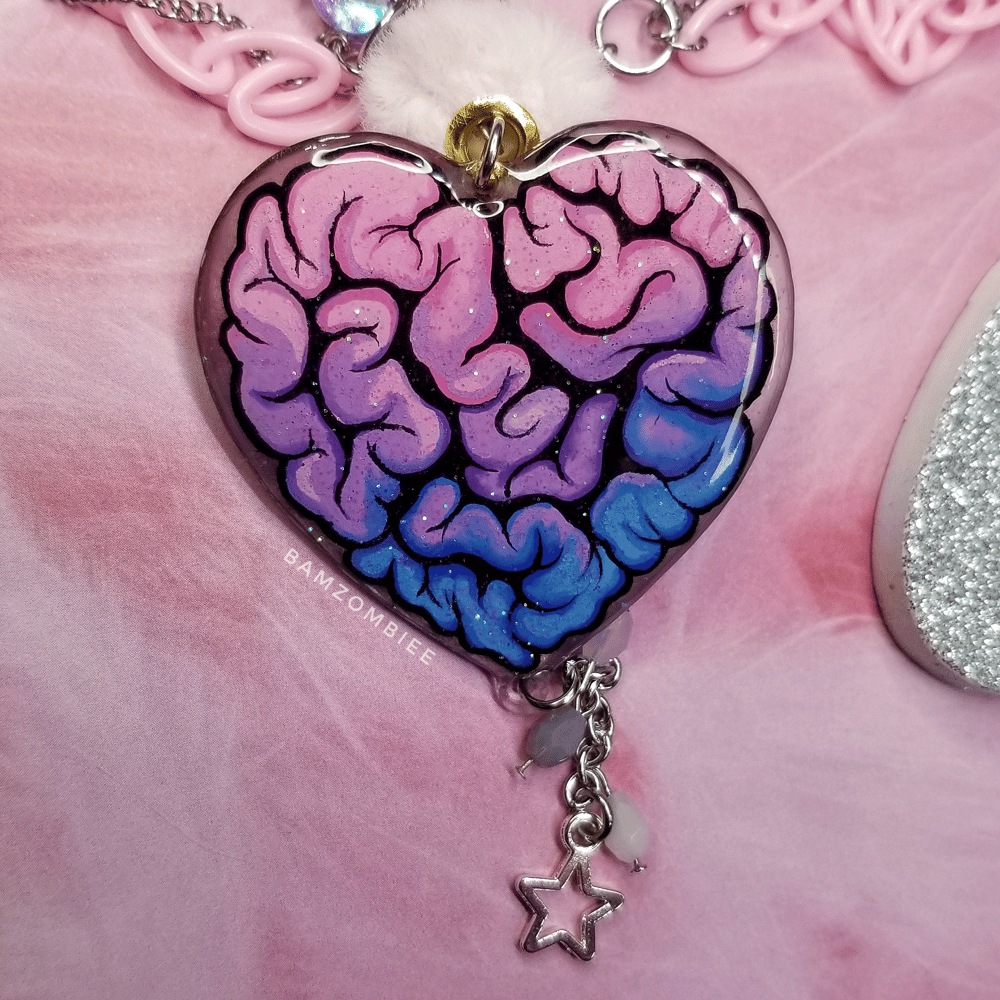 Image of "lovesick" shrinky charm necklace