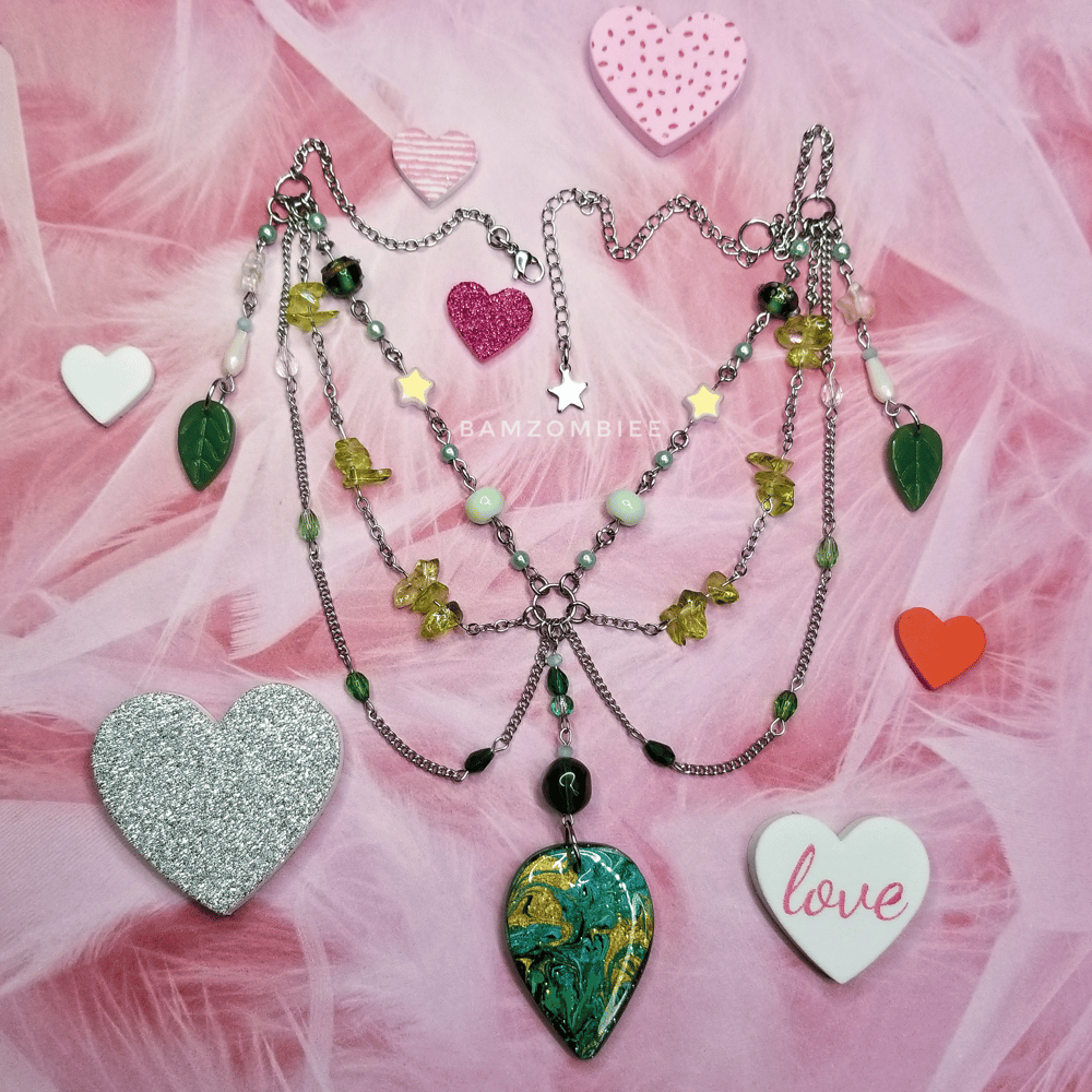 Image of "nymph's kiss" marbled charm necklace