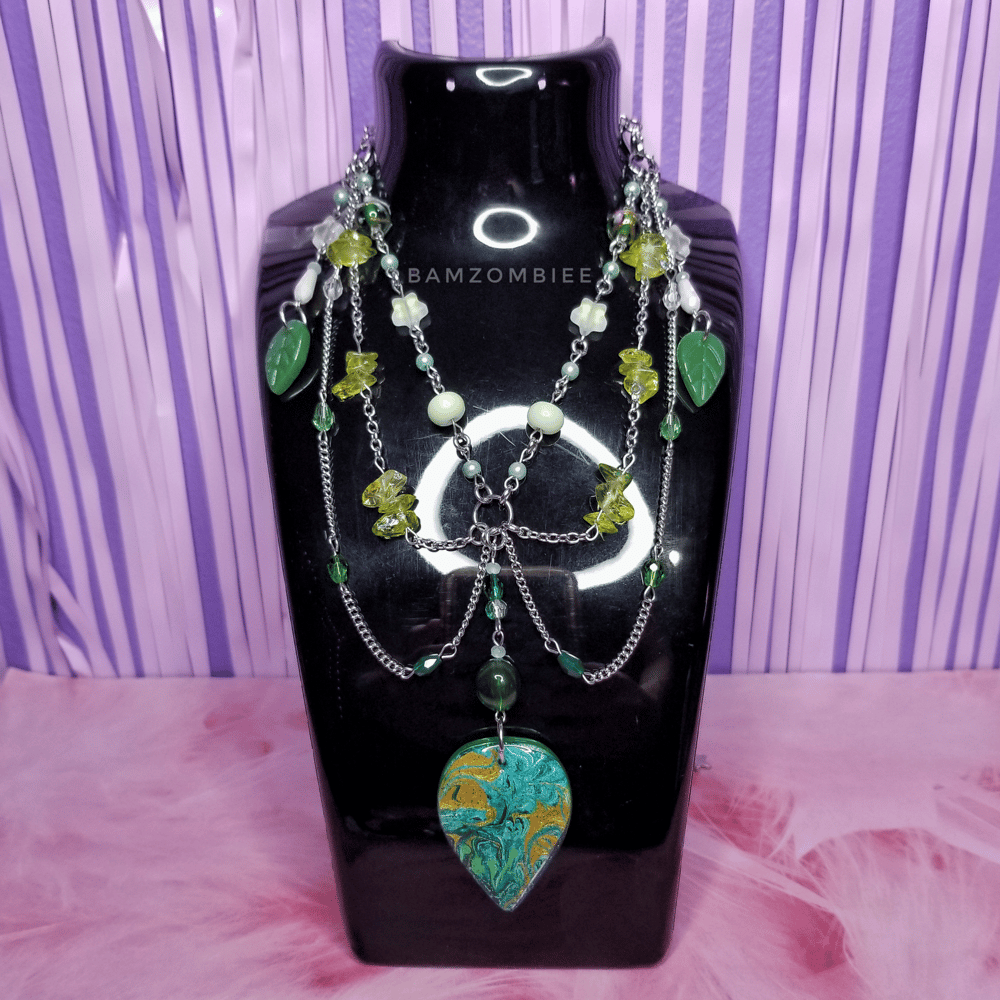 Image of "nymph's kiss" marbled charm necklace