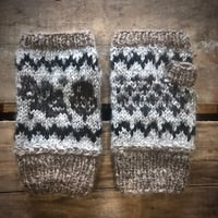 Image 2 of Oak and Acorn Fingerless Mitts - Grey