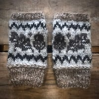 Image 1 of Oak and Acorn Fingerless Mitts - Grey