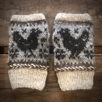 Image 1 of Hand spun and Hand knit Hen Mitts - Legbar