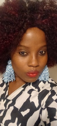 Image 1 of Blue & White Tassel Earrings Female Elegant Fabric | Lady Temitope Signature Collection