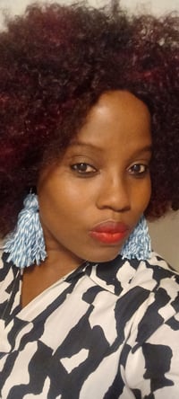 Image 2 of Blue & White Tassel Earrings Female Elegant Fabric | Lady Temitope Signature Collection