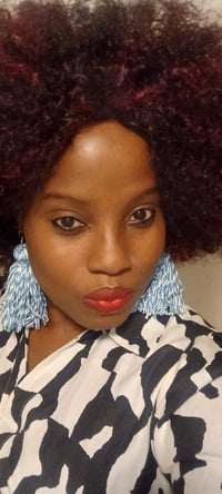 Image 4 of Blue & White Tassel Earrings Female Elegant Fabric | Lady Temitope Signature Collection