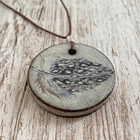 Image 2 of Dark Clay Feather Ceramic Pendant/Necklace