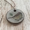 Dark Clay Sparrow Ceramic Pendant/Necklace