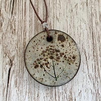Image 1 of Dark Clay Wildflower Ceramic Pendant/Necklace