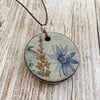 Dark Clay Floral Ceramic Pendant/Necklace