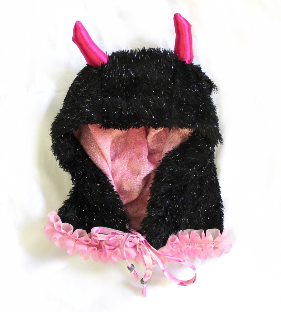 Image of Fuzzy Horned Hood Costume Piece