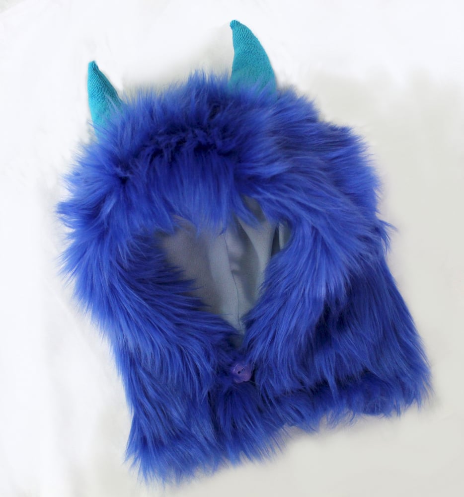 Image of Blue Monster Hood Horned Costume Piece