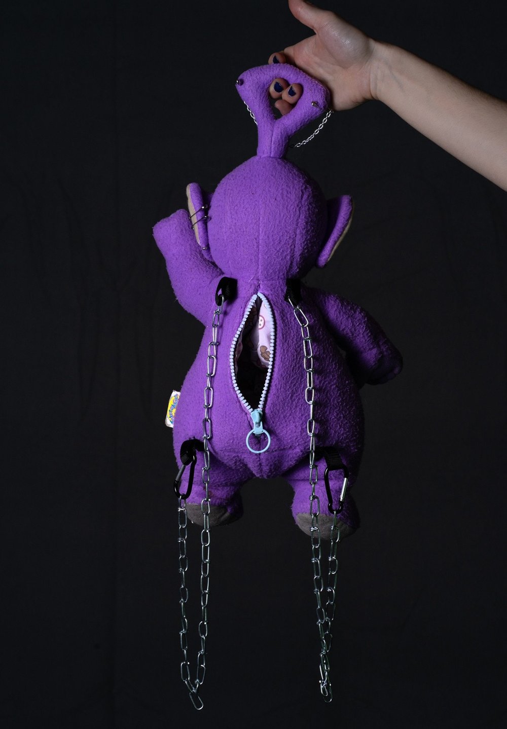 Image of YUCKY THE TELETUBBY Ooak Plush Backpack