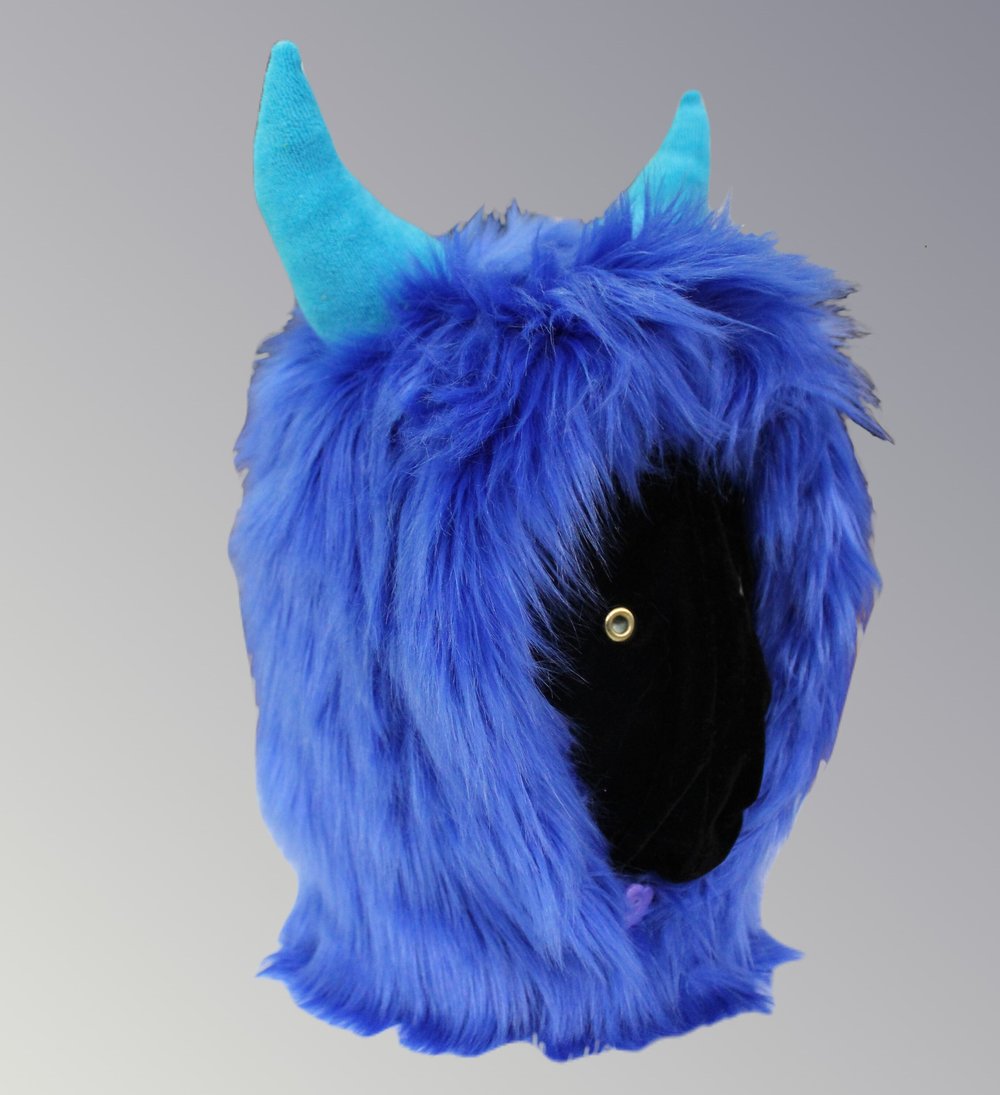 Image of Blue Monster Hood Horned Costume Piece