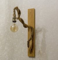 Image 1 of Loft style wall lamp with oak branch and rope