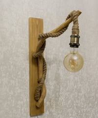 Image 3 of Loft style wall lamp with oak branch and rope