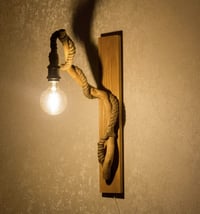 Image 2 of Loft style wall lamp with oak branch and rope