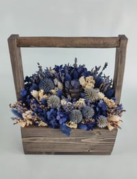 Image 1 of Interior elements: composition in a box of blue dried flowers