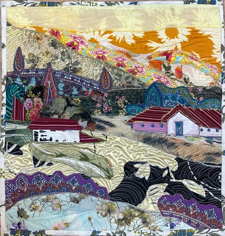 Golden Fields - landscape art quilt