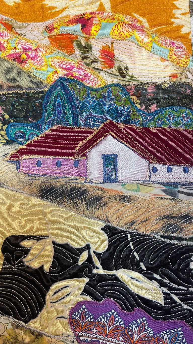Golden Fields - landscape art quilt Image 4