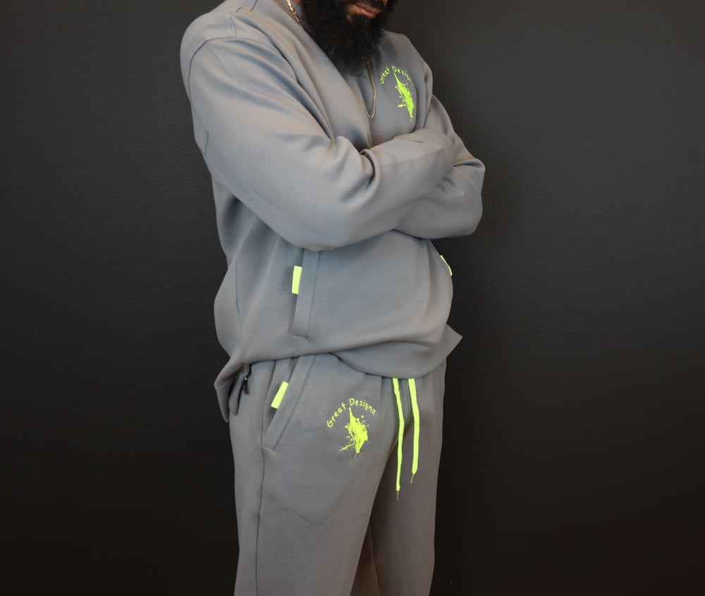 Image of KAM Track Suit 1 (Gray & Lime) 