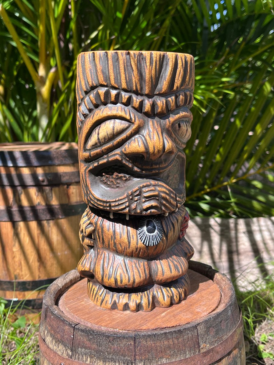 Wahoo Tiki Mug Opihi Lava Bead Necklace Beachbumz Tiki