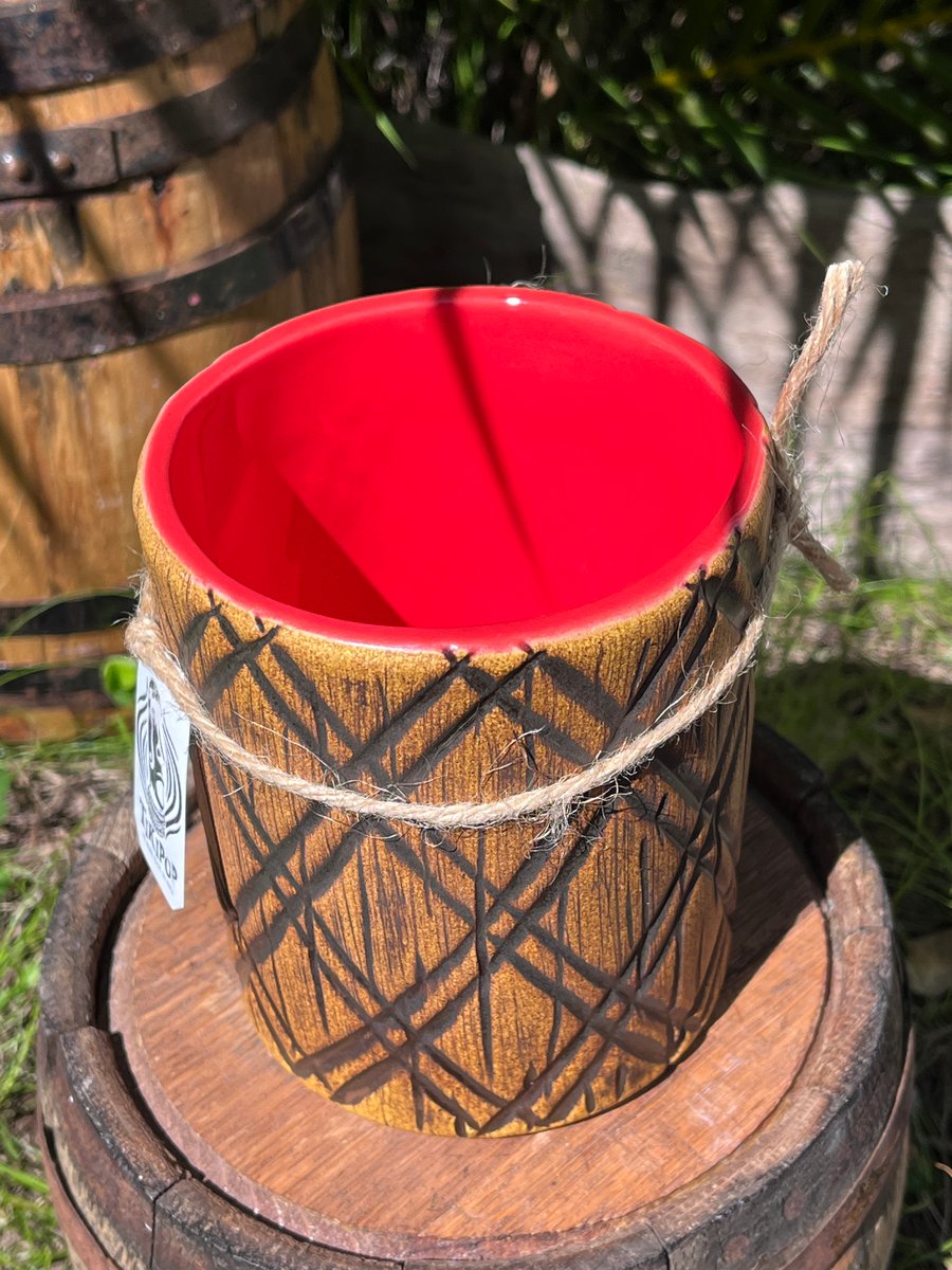 Custom Porthole To Paradise Tiki Mug - Lava Red | Beachbumz Tiki