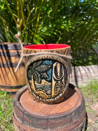 Image 1 of Custom Porthole To Paradise Tiki Mug - Lava Red