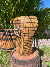 Image 2 of Custom Woodgrain Tiki Loa Tiki Mug - Lava Red