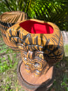 Custom Woodgrain Tiki Loa Tiki Mug - Lava Red