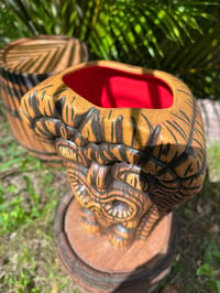 Image 5 of Custom Woodgrain Tiki Loa Tiki Mug - Lava Red
