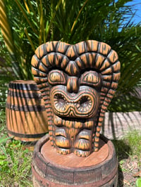 Image 1 of Custom Woodgrain Tiki Loa Tiki Mug - Lava Red