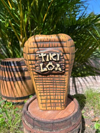 Image 3 of Custom Woodgrain Tiki Loa Tiki Mug - Lava Red