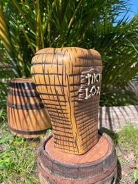 Image 4 of Custom Woodgrain Tiki Loa Tiki Mug - Lava Red
