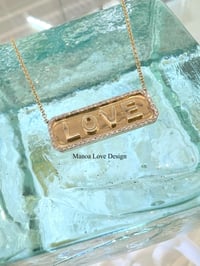 Image 1 of 14k solid gold Diamond love bar necklace 