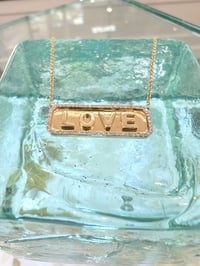 Image 2 of 14k solid gold Diamond love bar necklace 