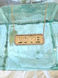 Image 3 of 14k solid gold Diamond love bar necklace 