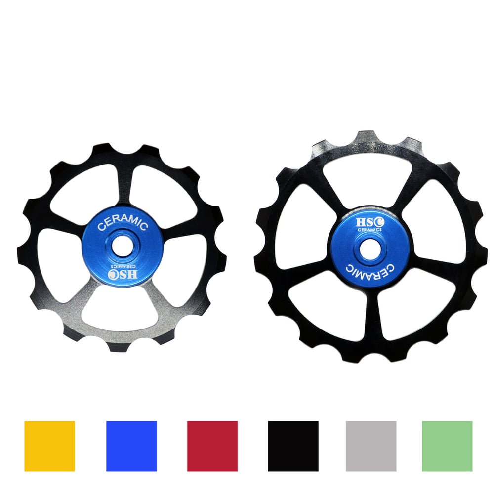 Image of Ceramic Jockey Wheel Set - 13T+15T Oversized Alloy Wheels