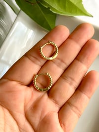 Image 3 of Medium Twisted Hoops Gold Plated 