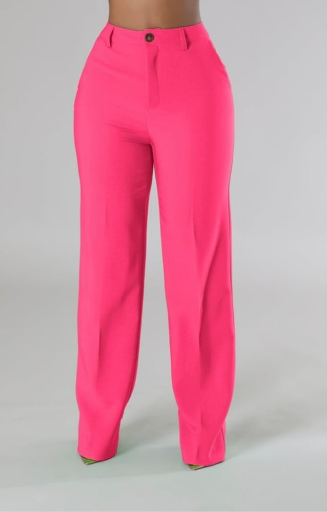 Image of pink straight leg pants 