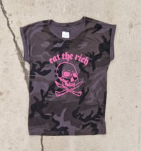 Image 1 of Eat The Rich ladies camo skull t-shirt