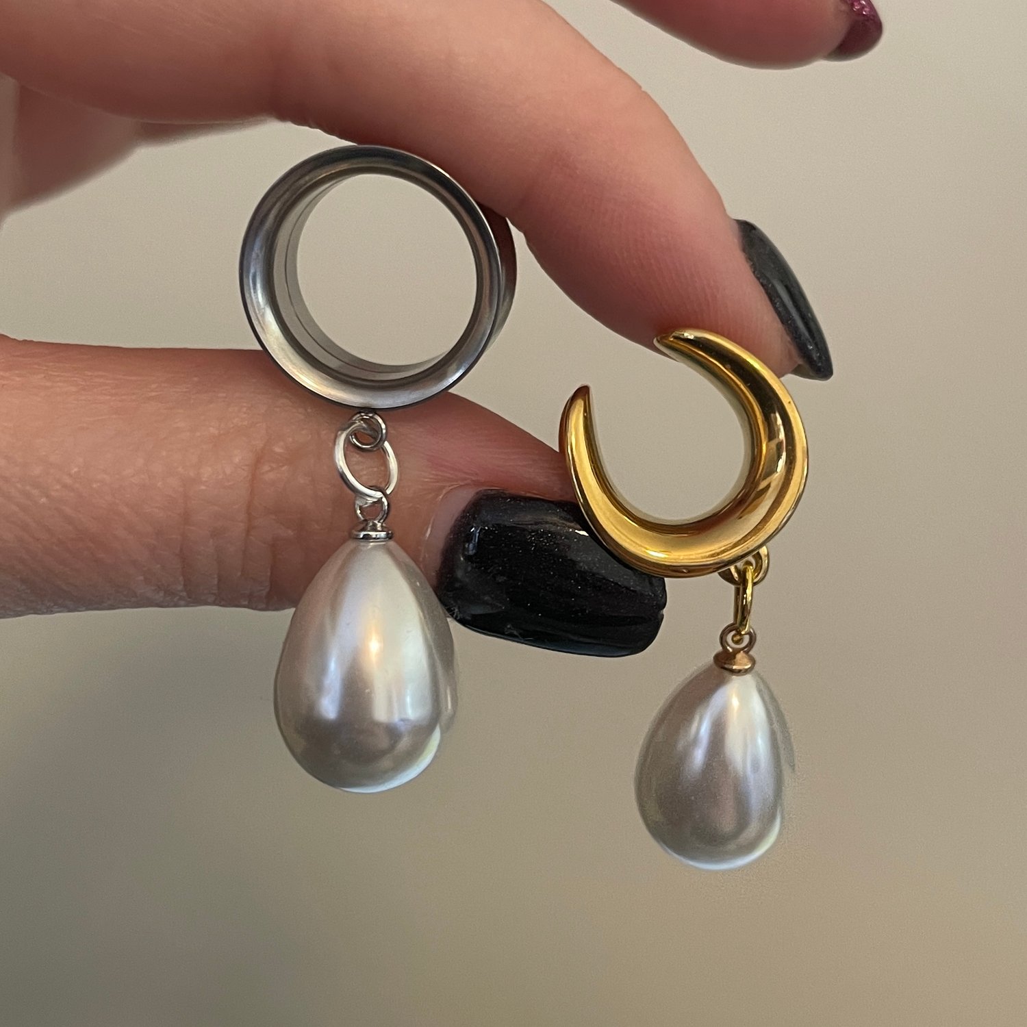 Image of Simple Teardrop Pearl Dangles (sizes 2g-2")