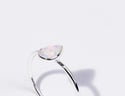 White Drop Opal Sterling Silver Ring