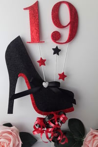 Image 3 of Personalised High Heel Shoe Topper, ANY AGE Glitter Stiletto Shoe Cake Topper
