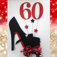 Image 4 of Personalised High Heel Shoe Topper, ANY AGE Glitter Stiletto Shoe Cake Topper