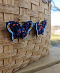 Image 1 of red-spotted purple butterfly earrings