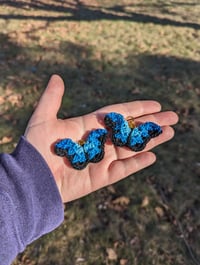 Image 1 of blue morpho butterfly earrings